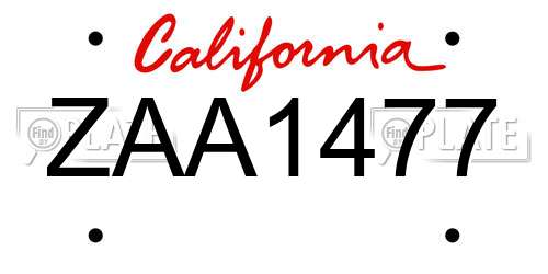 ZAA1477 California License Plate