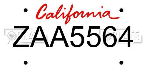 ZAA5564 California License Plate