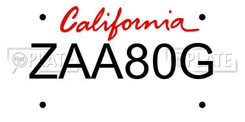 ZAA80G California License Plate