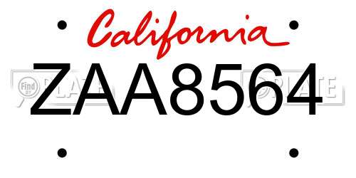 ZAA8564 California License Plate