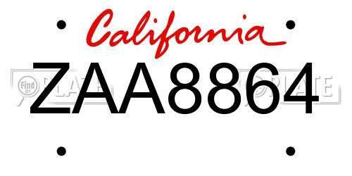 ZAA8864 California License Plate