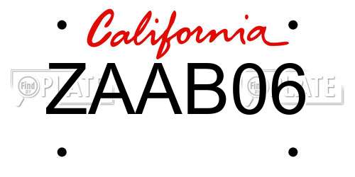 ZAAB06 California License Plate
