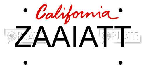 ZAAIATT California License Plate