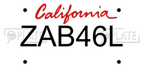ZAB46L California License Plate