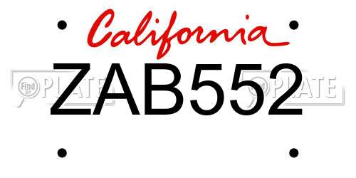 ZAB552 California License Plate