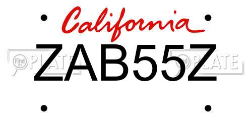 ZAB55Z California License Plate