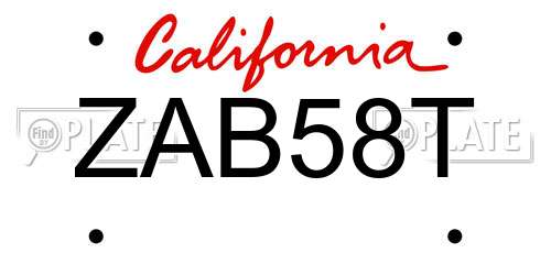 ZAB58T California License Plate