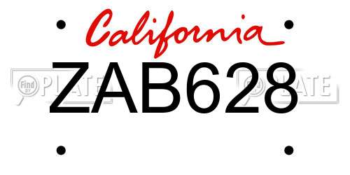 ZAB628 California License Plate
