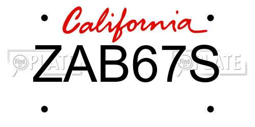 ZAB67S California License Plate