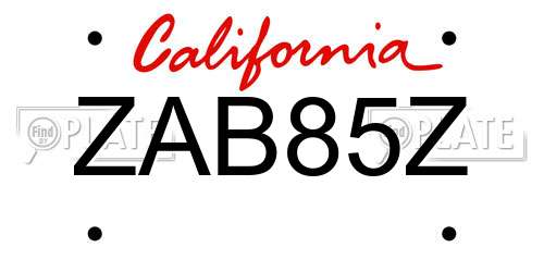 ZAB85Z California License Plate