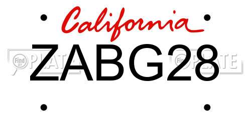 ZABG28 California License Plate