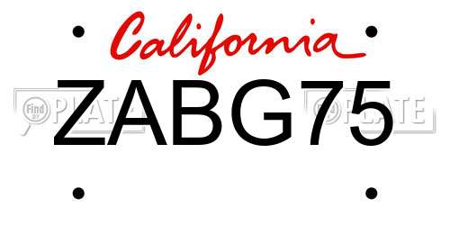 ZABG75 California License Plate