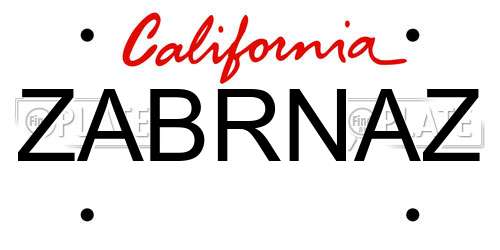 ZABRNAZ California License Plate