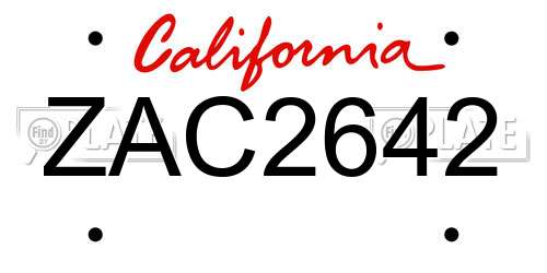 ZAC2642 California License Plate