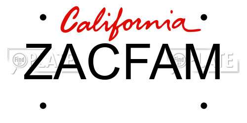 ZACFAM California License Plate