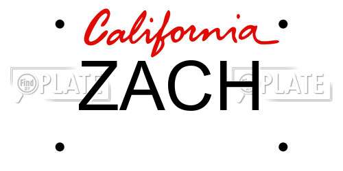 ZACH California License Plate