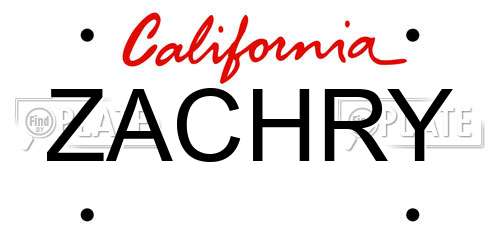 ZACHRY California License Plate