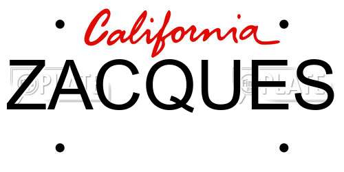 ZACQUES California License Plate