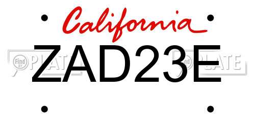 ZAD23E California License Plate