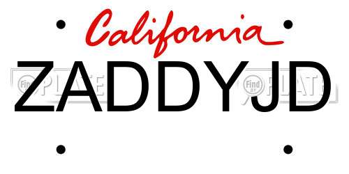 ZADDYJD California License Plate
