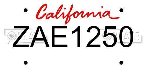 ZAE1250 California License Plate
