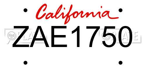ZAE1750 California License Plate