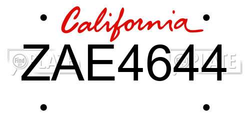 ZAE4644 California License Plate
