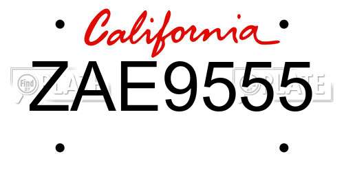 ZAE9555 California License Plate