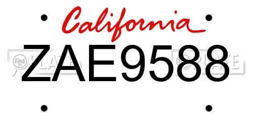 ZAE9588 California License Plate