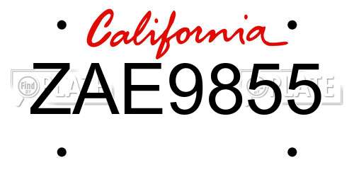 ZAE9855 California License Plate