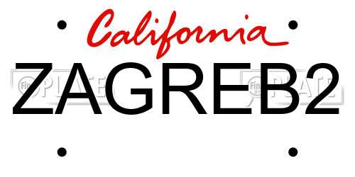 ZAGREB2 California License Plate
