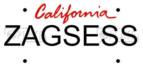 ZAGSESS California License Plate
