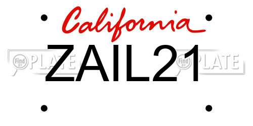 ZAIL21 California License Plate