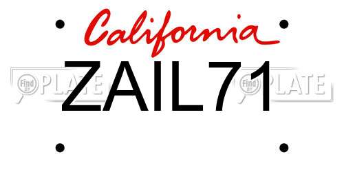 ZAIL71 California License Plate