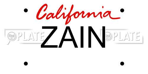 ZAIN California License Plate