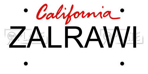 ZALRAWI California License Plate