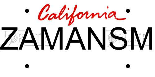 ZAMANSM California License Plate