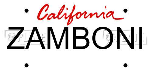 ZAMBONI California License Plate