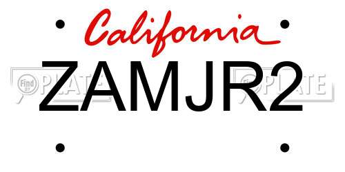 ZAMJR2 California License Plate