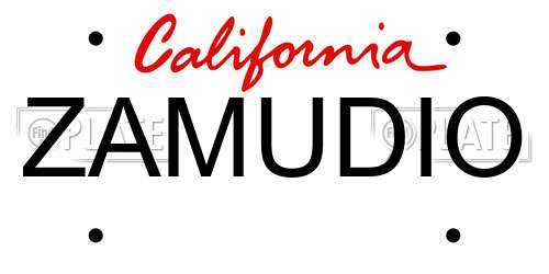 ZAMUDIO California License Plate