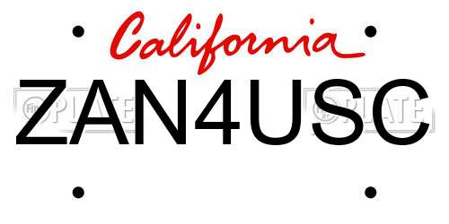 ZAN4USC California License Plate