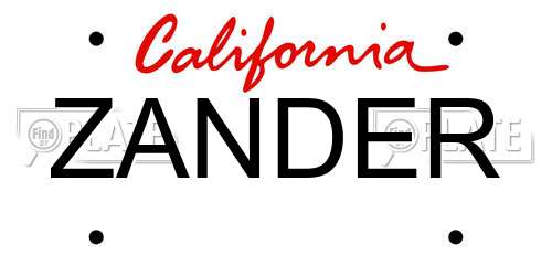 ZANDER California License Plate