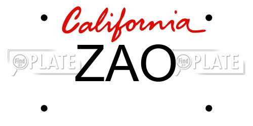 ZAO California License Plate