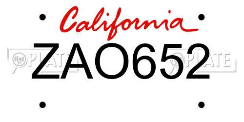 ZAO652 California License Plate