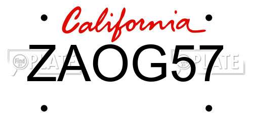 ZAOG57 California License Plate