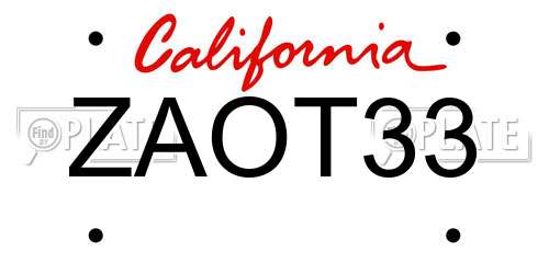 ZAOT33 California License Plate