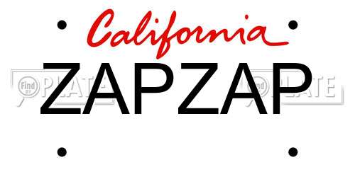 ZAPZAP California License Plate
