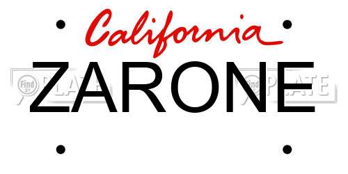 ZARONE California License Plate