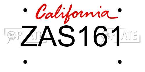 ZAS161 California License Plate