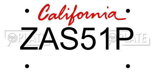 ZAS51P California License Plate